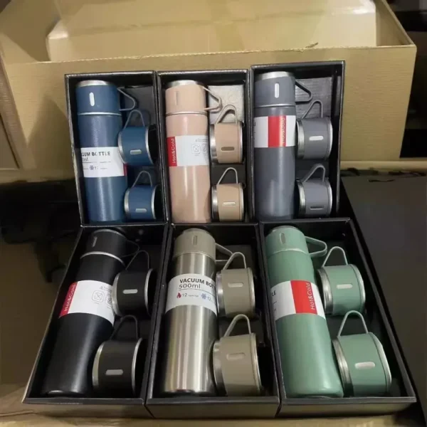 Stainless Steel Vacuum Flask Set, 500ml With 2cups - Image 2