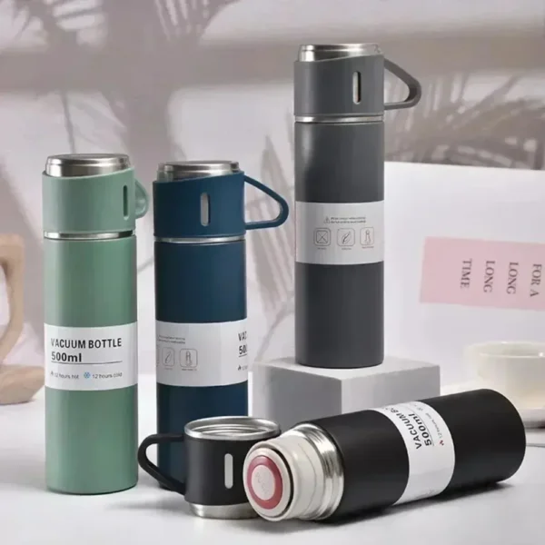 Stainless Steel Vacuum Flask Set, 500ml With 2cups - Image 3