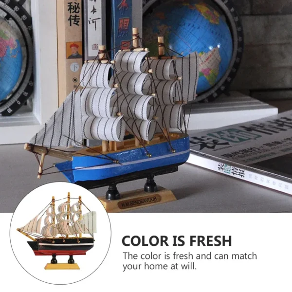 Transform your space with the timeless charm of our Wooden Sailing Boat Model - Image 4