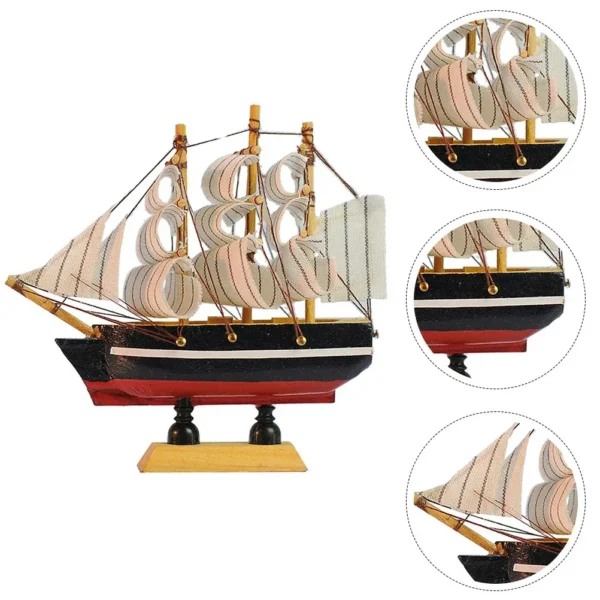 Transform your space with the timeless charm of our Wooden Sailing Boat Model - Image 3