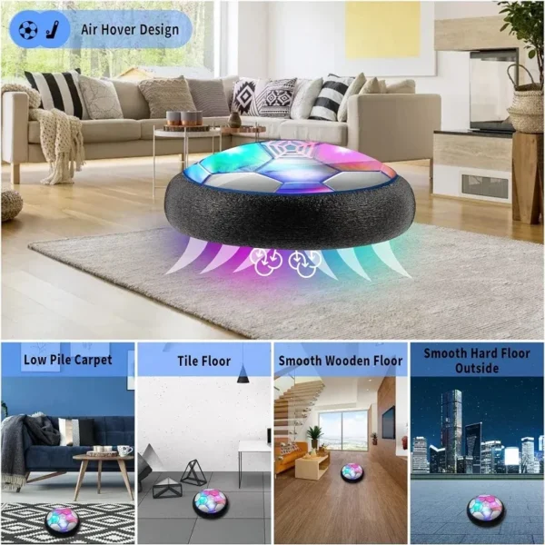 Hover Ball With Lights Air Floating Soccer Toy With Led Lights And Foam Bumper, Indoor Games For Kids - Image 9