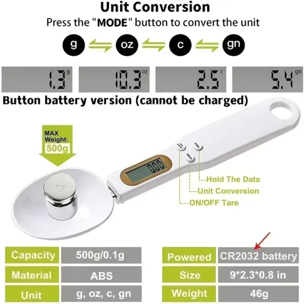 HomeInn Portable 0.1g/500g L Screen Precise Digital Measuring S Food Weight Scale - Image 11